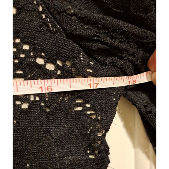 Denim & Supply Ralph Lauren Glam Lined Knit/Lace Flowers Dress Size Large Black - Picture 7 of 12